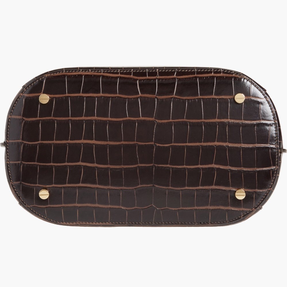 $1495 Toteme Dark Brown Belted Croc-Embossed Tote Bag - Picture 6 of 14